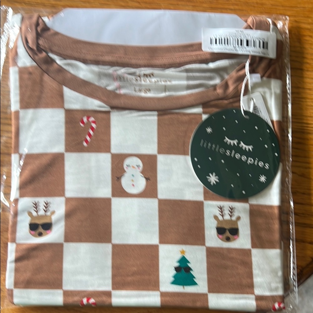 Little Sleepies Cozy Brown and White Checkered Pajama Top